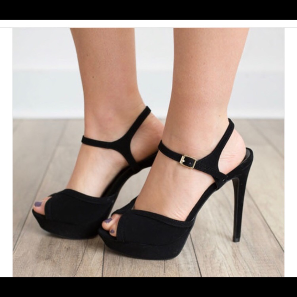 Platform black suede heels *NEW*
